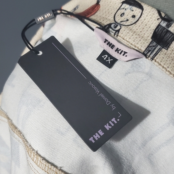 NWT The Kit Olivia Twill Jacket Caricature Drawn Sketched People Flowers Size 4X - Picture 6 of 6